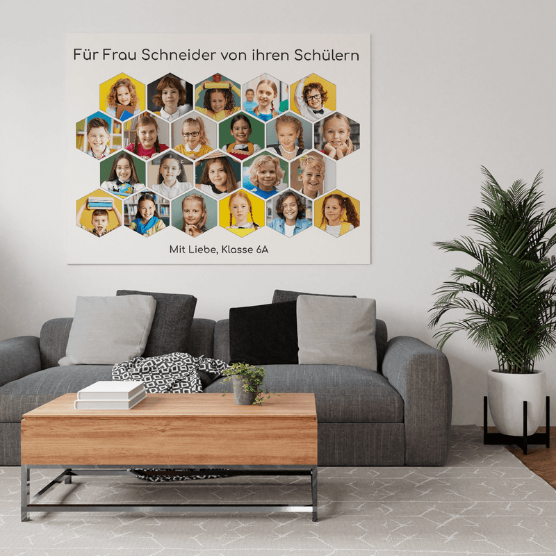 Collage mit Fotos von Studenten - Druck auf Leinwand, personalisiertes Geschenk für Lehrer - Adamell.de