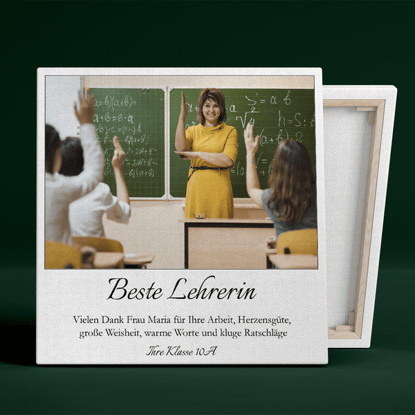 Danksagung des Lehrers + Foto - Druck auf Leinwand, personalisiertes Geschenk für Lehrer - Adamell.de