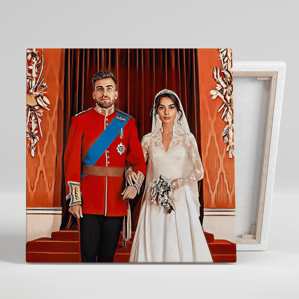 Das Königspaar Hochzeit - Druck auf Leinwand, personalisiertes Geschenk für Paar - Adamell.de