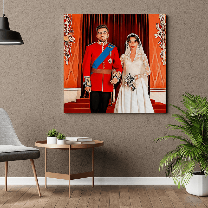 Das Königspaar Hochzeit - Druck auf Leinwand, personalisiertes Geschenk für Paar - Adamell.de