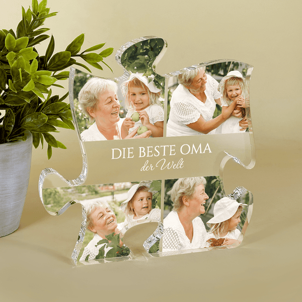 Die beste Oma der Welt - Druck auf Glas - das Puzzle, personalisiertes Geschenk für Oma - Adamell.de