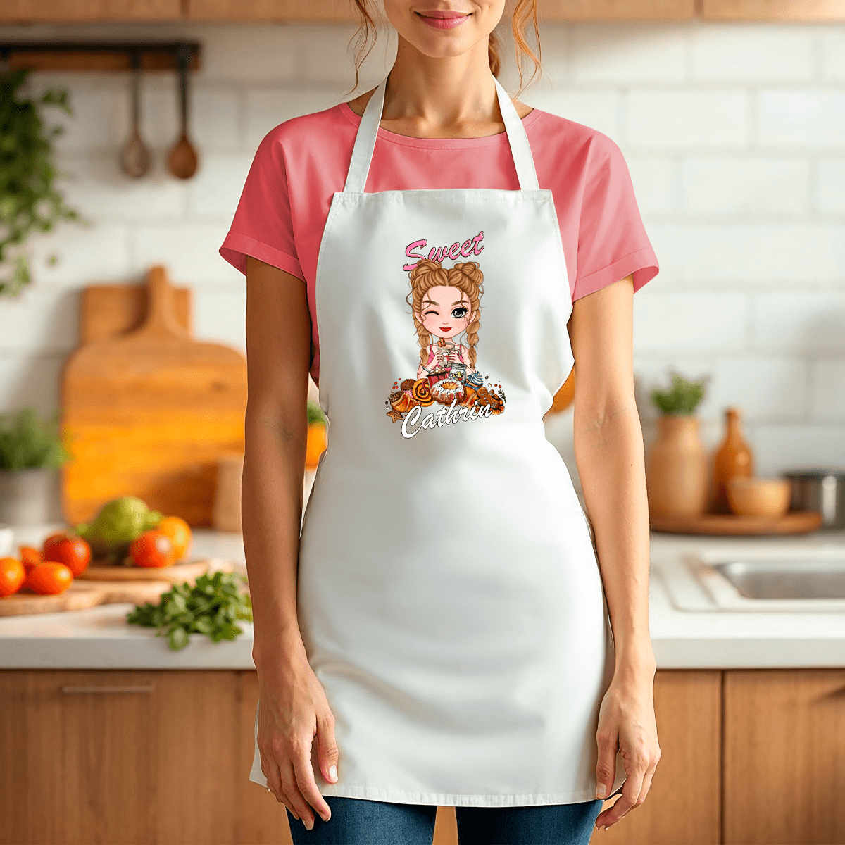 Schürze Mädchen mit süßen Naschereien — Geschenk für Frauen