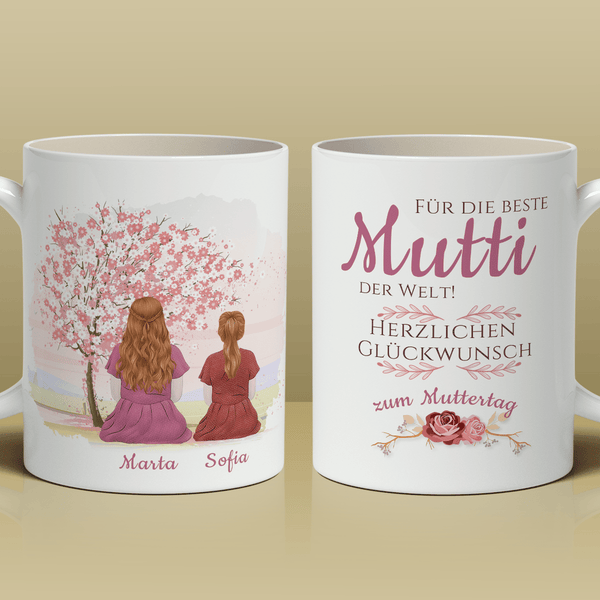 Glückwunsch an die beste Mutter - 1x bedruckte Tasse, personalisiertes Geschenk für Mama - Adamell.de