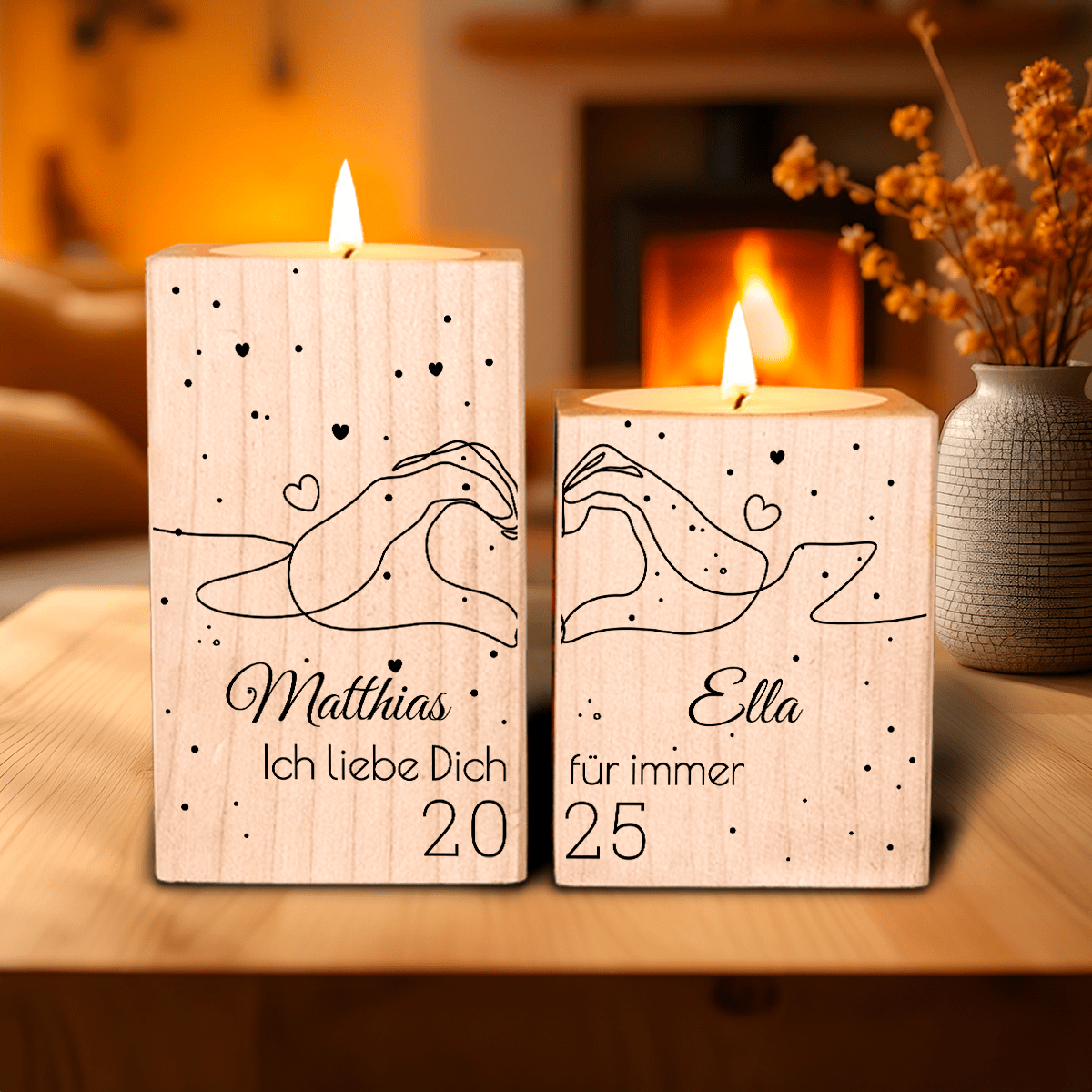 Kerzenhalter Ich liebe dich für — Geschenk für Frauen