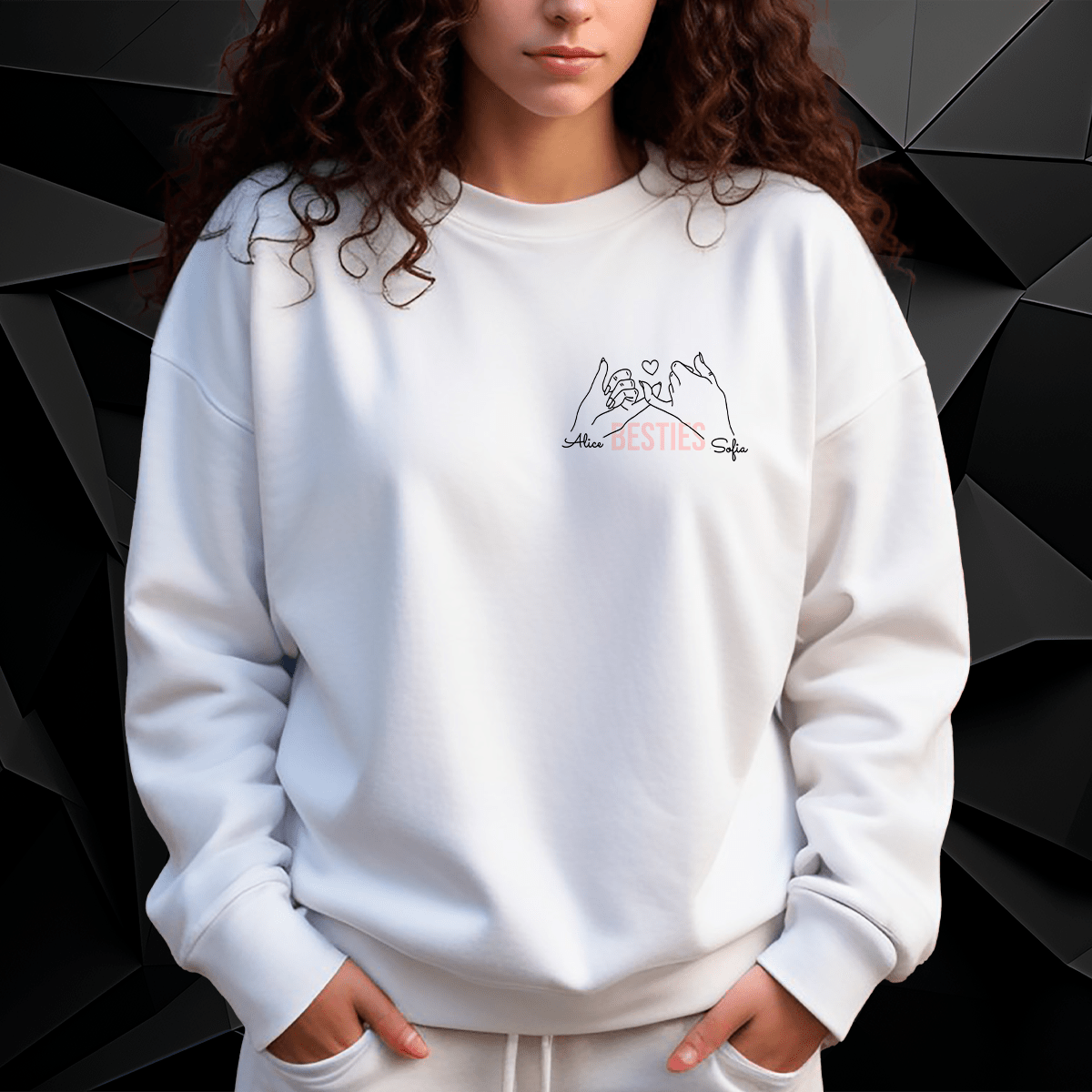 Personalisiertes Damen-Sweatshirt mit eigenem Aufdruck BESTIES Geschenk für Freundin