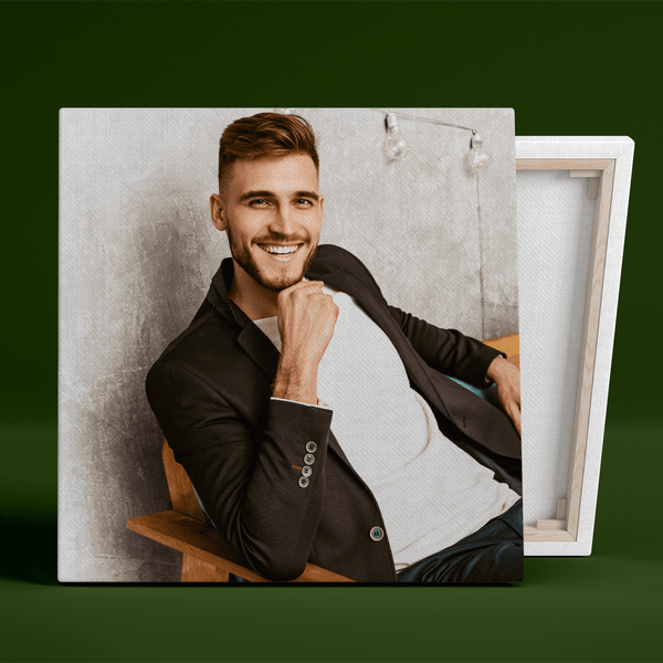 Quadratisches Foto eines Mannes - Druck auf Leinwand, personalisiertes Geschenk für Mann - Adamell.de