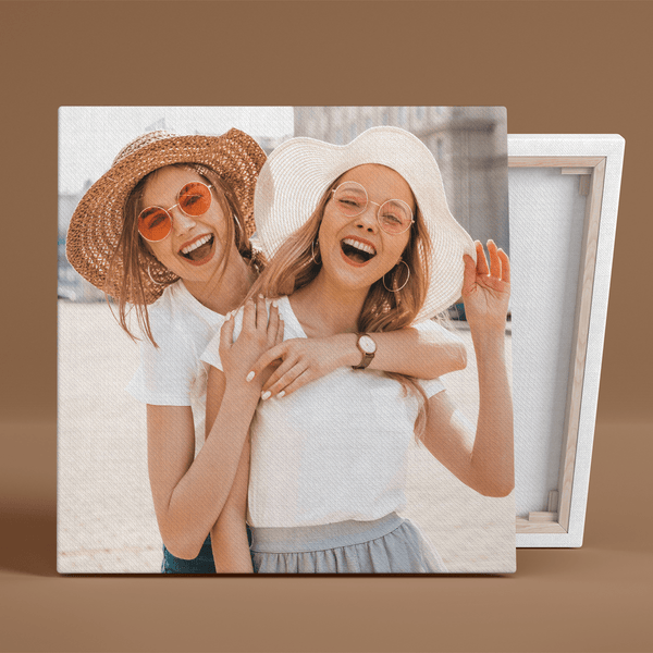 Quadratisches Foto mit einem Freund - Druck auf Leinwand, personalisiertes Geschenk für Freundin - Adamell.de