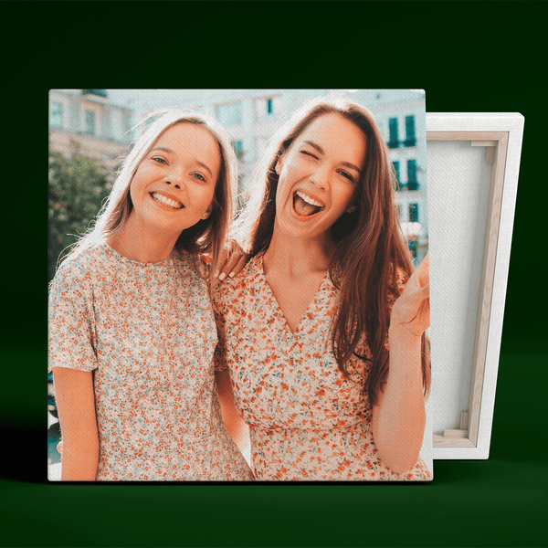 Quadratisches Foto mit Schwester - Druck auf Leinwand, personalisiertes Geschenk für Schwester - Adamell.de