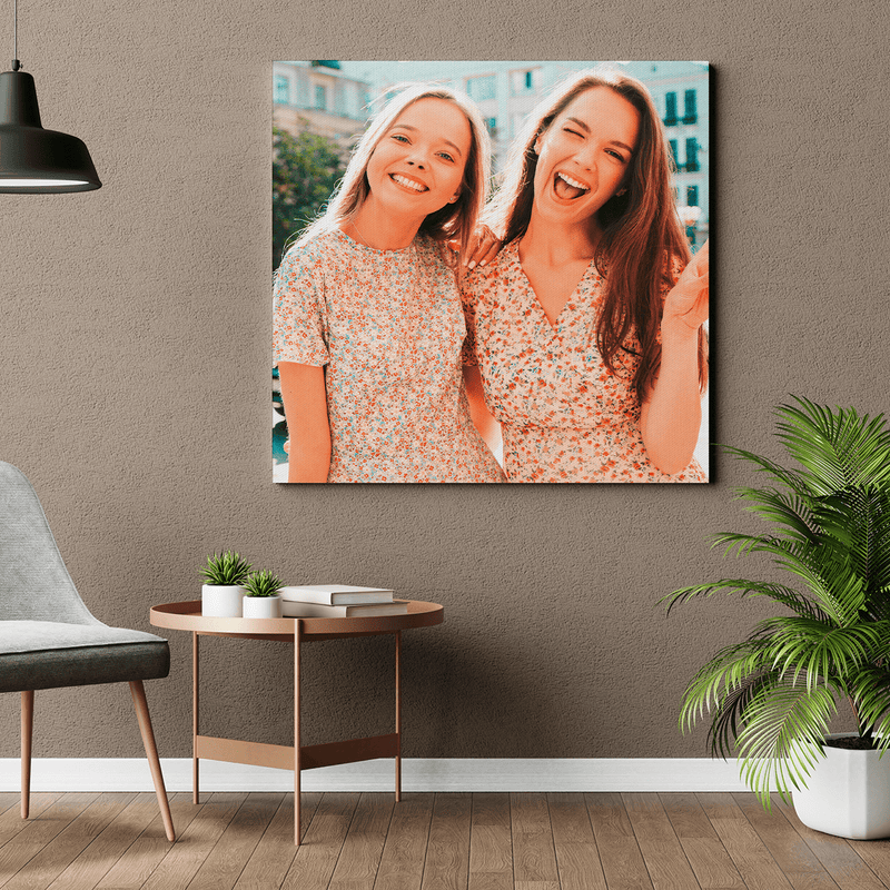 Quadratisches Foto mit Schwester - Druck auf Leinwand, personalisiertes Geschenk für Schwester - Adamell.de