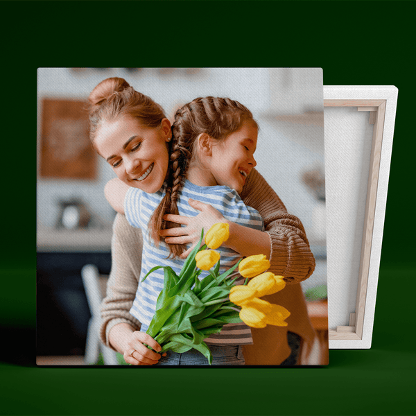 Quadratisches Foto mit Tante - Druck auf Leinwand, personalisiertes Geschenk für Tante - Adamell.de