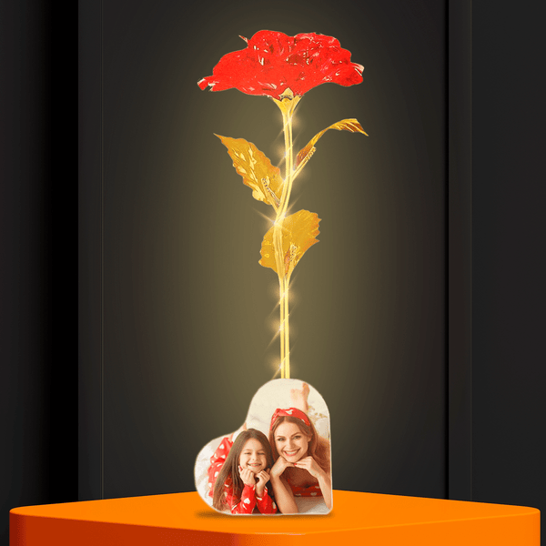 Rote LED ewige Rose mit persönlichem Aufdruck FÜR MEINE MUTTER - Adamell.de