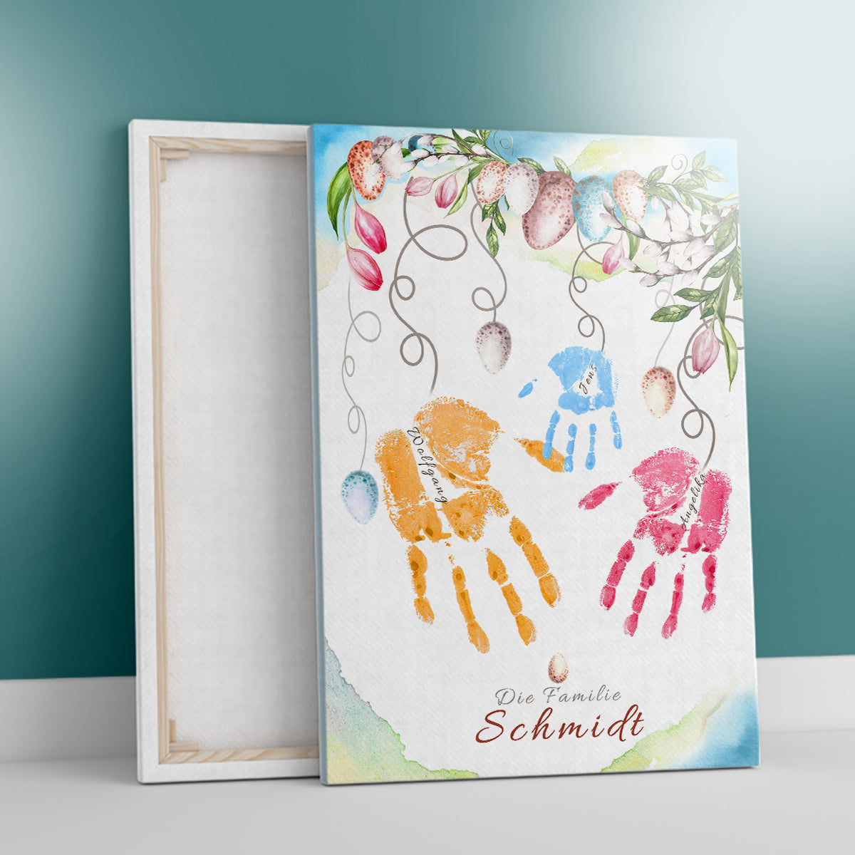 Handabdrücke der Familie - Druck auf Leinwand, personalisiertes Geschenk für Familie
