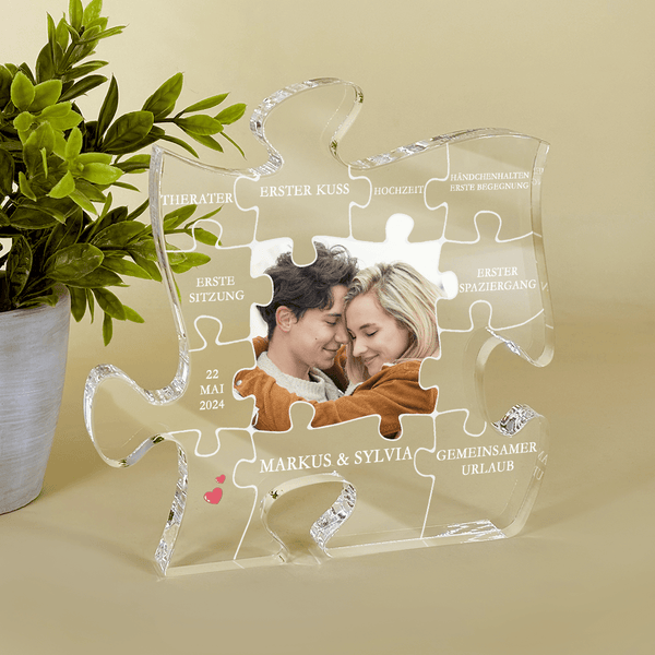 Unsere Puzzle - Druck auf Glas - das Puzzle, personalisiertes Geschenk für Paar - Adamell.de