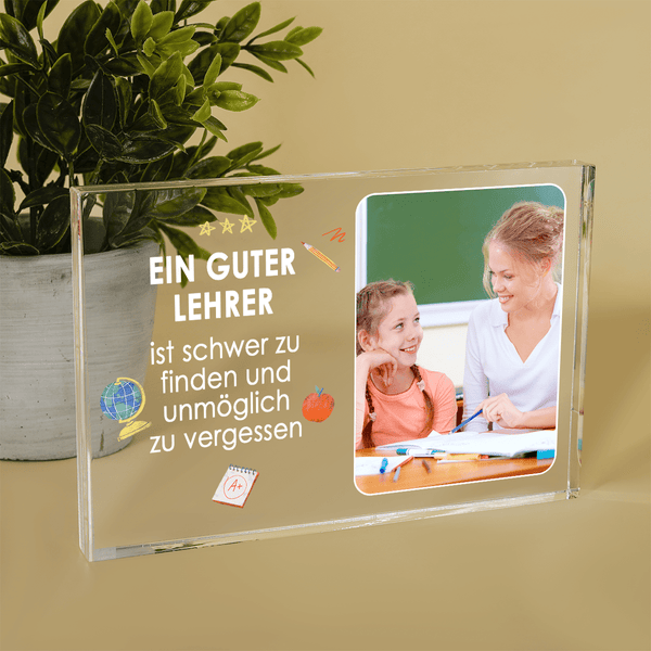 Unvergesslicher Lehrer - Druck auf Glas, personalisiertes Geschenk für Lehrer - Adamell.de