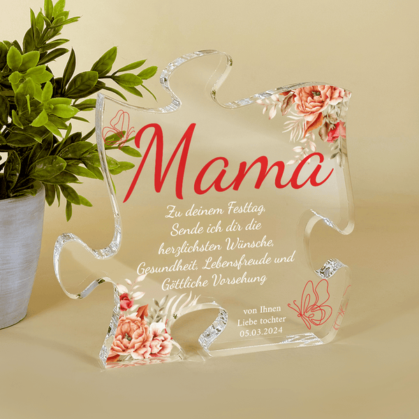Von Ihrer Tochter - Druck auf Glas - das Puzzle, personalisiertes Geschenk für Mama - Adamell.de