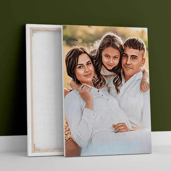 Bunte Familienskizze – Druck auf Leinwand, personalisiertes Geschenk für Eltern - Adamell.de