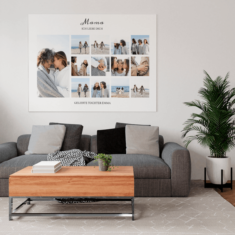 Collage aus 13 Fotos - Druck auf Leinwand, personalisiertes Geschenk für Mama - Adamell.de