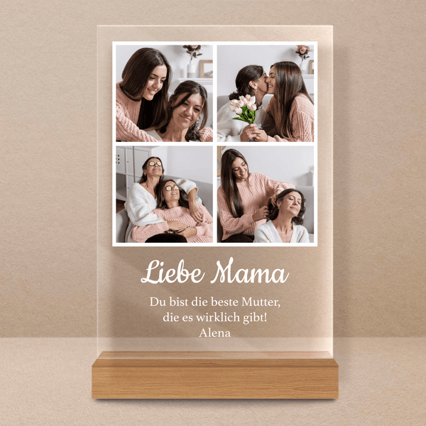 Collage aus 4 quadratischen Fotos - Druck auf Glas, personalisiertes Geschenk für Mama - Adamell.de