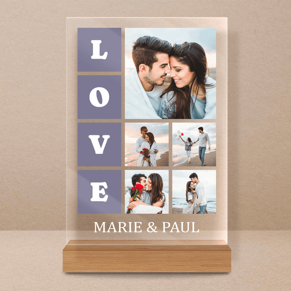 Collage unsere Liebe - Druck auf Glas, personalisiertes Geschenk für Paare - Adamell.de