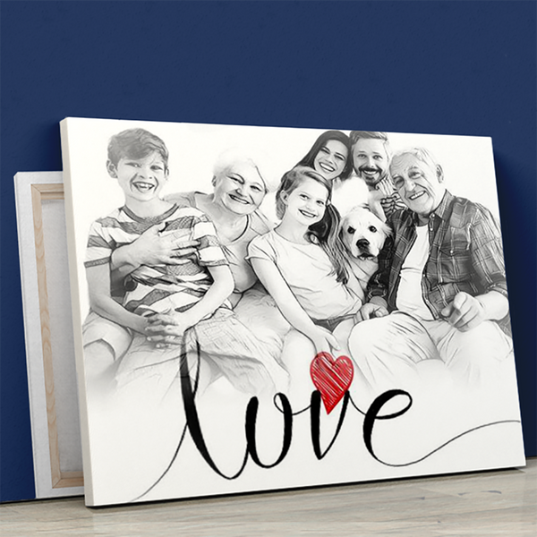 Skizze Mehrpersonen Love - Bild auf Leinwand, personalisiertes Geschenk