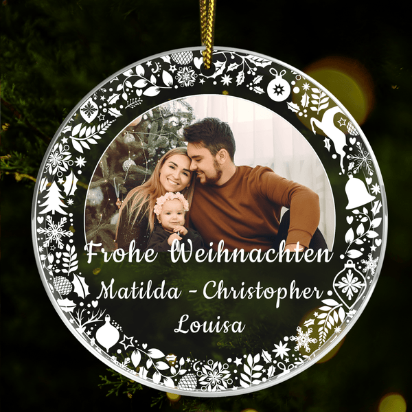 Familiennamen + Foto - Christbaumkugel, personalisiertes Geschenk für Eltern - Adamell.de
