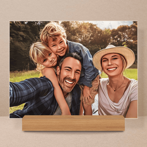 Farbporträt mehrere Personen Familie - Druck auf Glas, personalisiertes Geschenk - Adamell.de