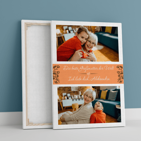 Für die beste Oma - Druck auf Leinwand, personalisiertes Geschenk für Großmutter - Adamell.de