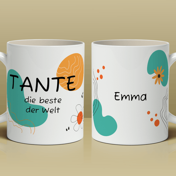Für die beste Tante - 1x bedruckte Tasse, personalisiertes Geschenk für Tante - Adamell.de