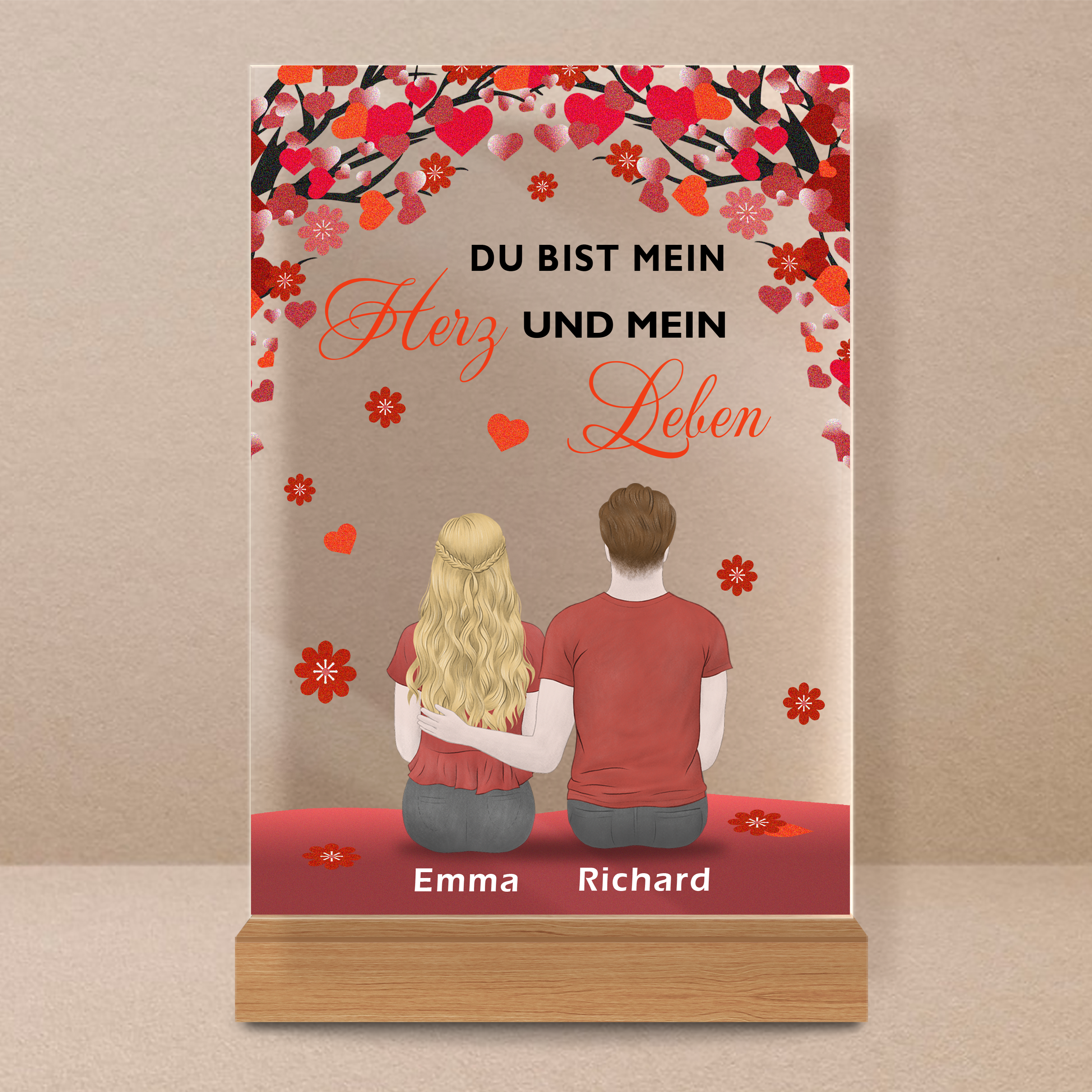 Du bist mein Herz - Druck auf Glas, personalisiertes Geschenk - Adamell.de