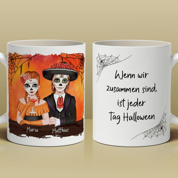Halloween-Paar - 1x Bedruckte Tasse, personalisiertes Geschenk für Paar - Adamell.de