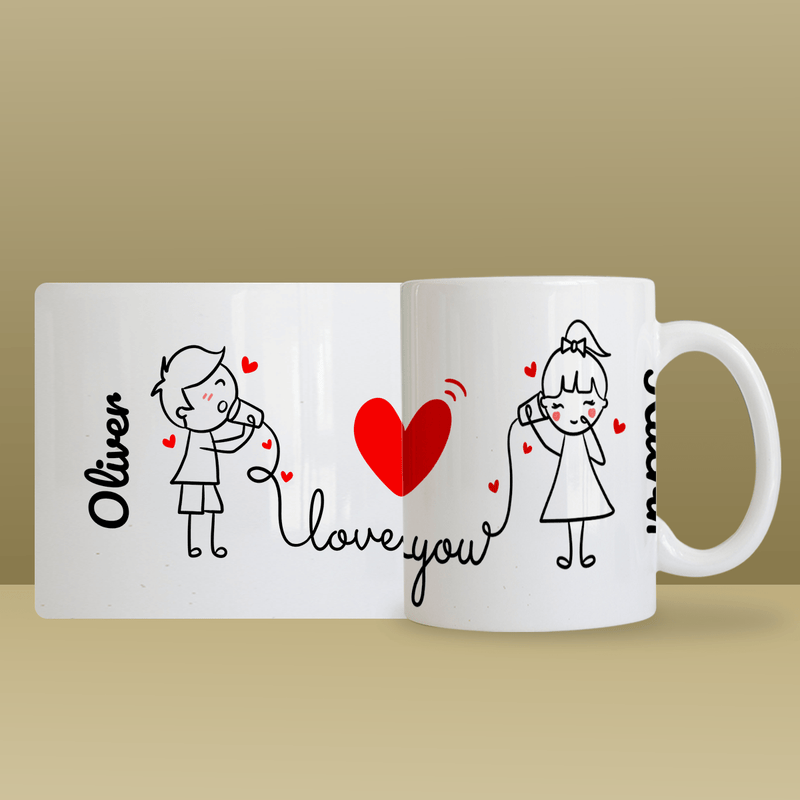 Love you Namen - 1x bedruckte Tasse, personalisiertes Geschenk für Paar - Adamell.de