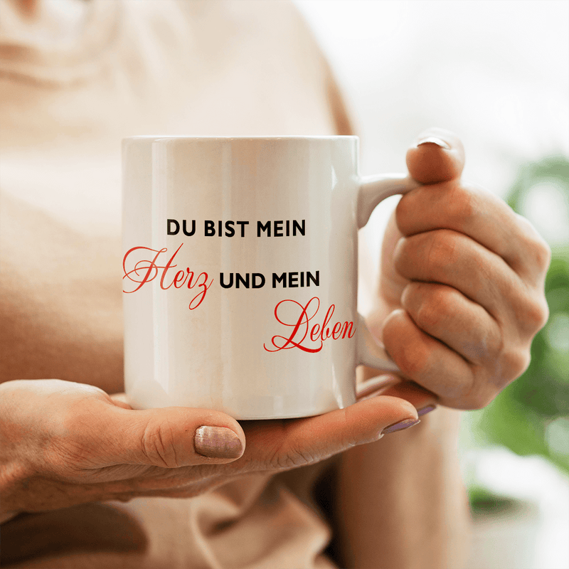 Mein Herz - 1x Bedruckte Tasse, personalisiertes Geschenk für Paar - Adamell.de