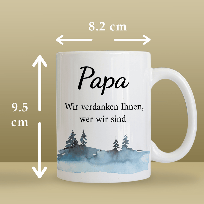 Papa, Vielen Dank - 1x Bedruckte Tasse, personalisiertes Geschenk für Papa - Adamell.de