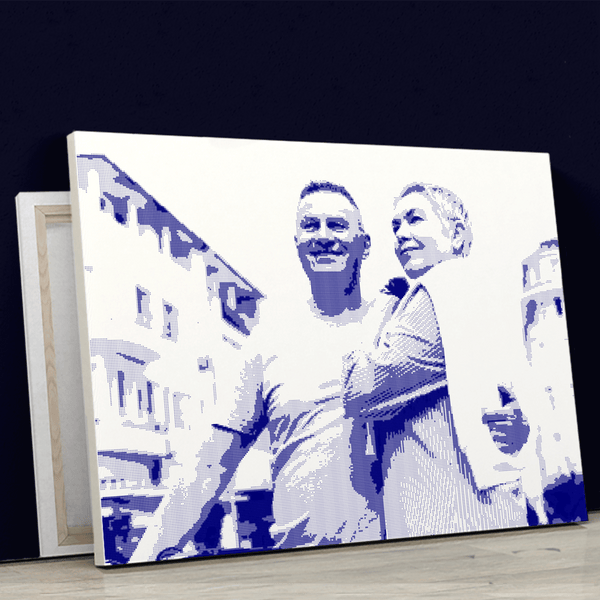 Pixel-Skizze - Druck auf Leinwand, personalisiertes Geschenk für Paar - Adamell.de