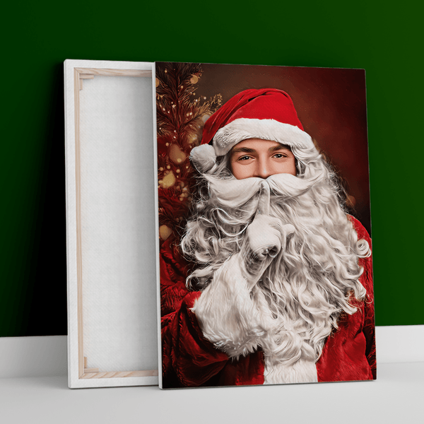 Porträt des Weihnachtsmanns - Druck auf Leinwand, personalisiertes Geschenk für Mann - Adamell.de