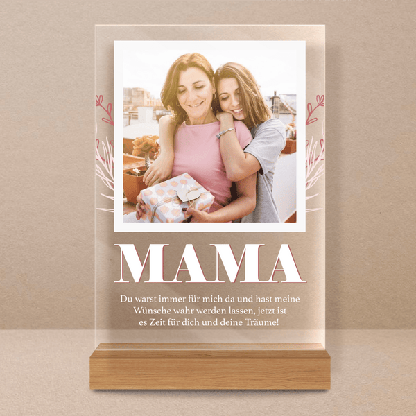 Quadratisches Foto mit Mama - Druck auf Glas, personalisiertes Geschenk für Mama - Adamell.de