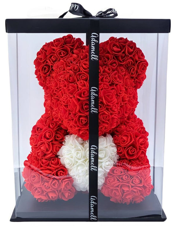 Rosenbär Roter mit Herz 40cm, Geschenk für frauen, freundin, valentinstag, geburstag, weihnachtsgeschenke, muttertagsgeschen, Weltfrauentag - Adamell.de