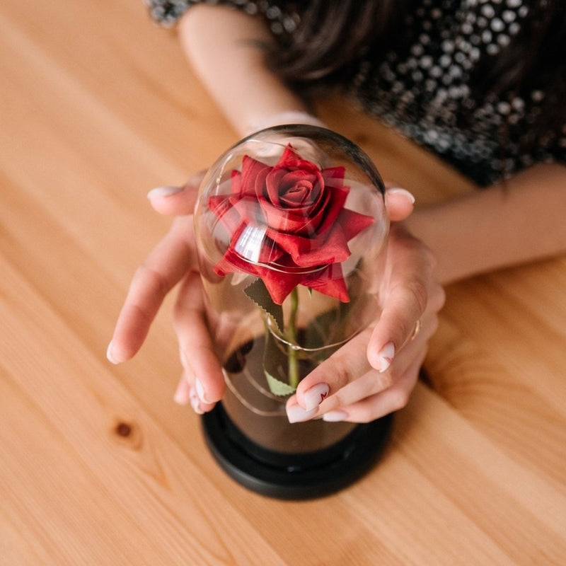Rote Ewige Rose im Glas LED, Geschenk für frauen, freundin, mama, valentinstag, weihnachtsgeschenke, muttertagsgeschen, Weltfrauentag - Adamell.de