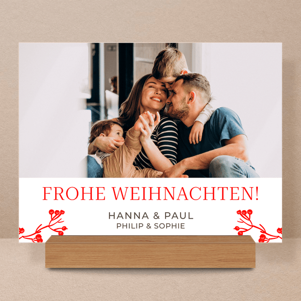 Unsere Familie zu Weihnachten - Druck auf Glas, personalisiertes Geschenk für Eltern - Adamell.de