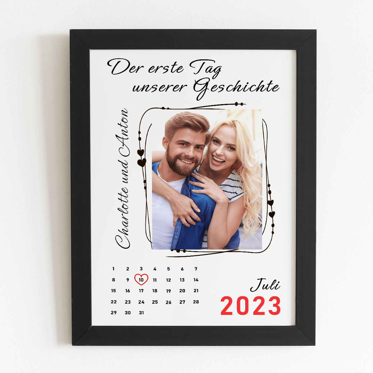 Unsere Geschichte Kalender - Druck auf Glas, personalisiertes Geschenk