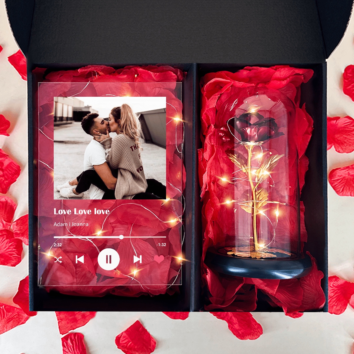 BOX Druck auf GlasA5 + Ewige Rose golden - Adamell.de