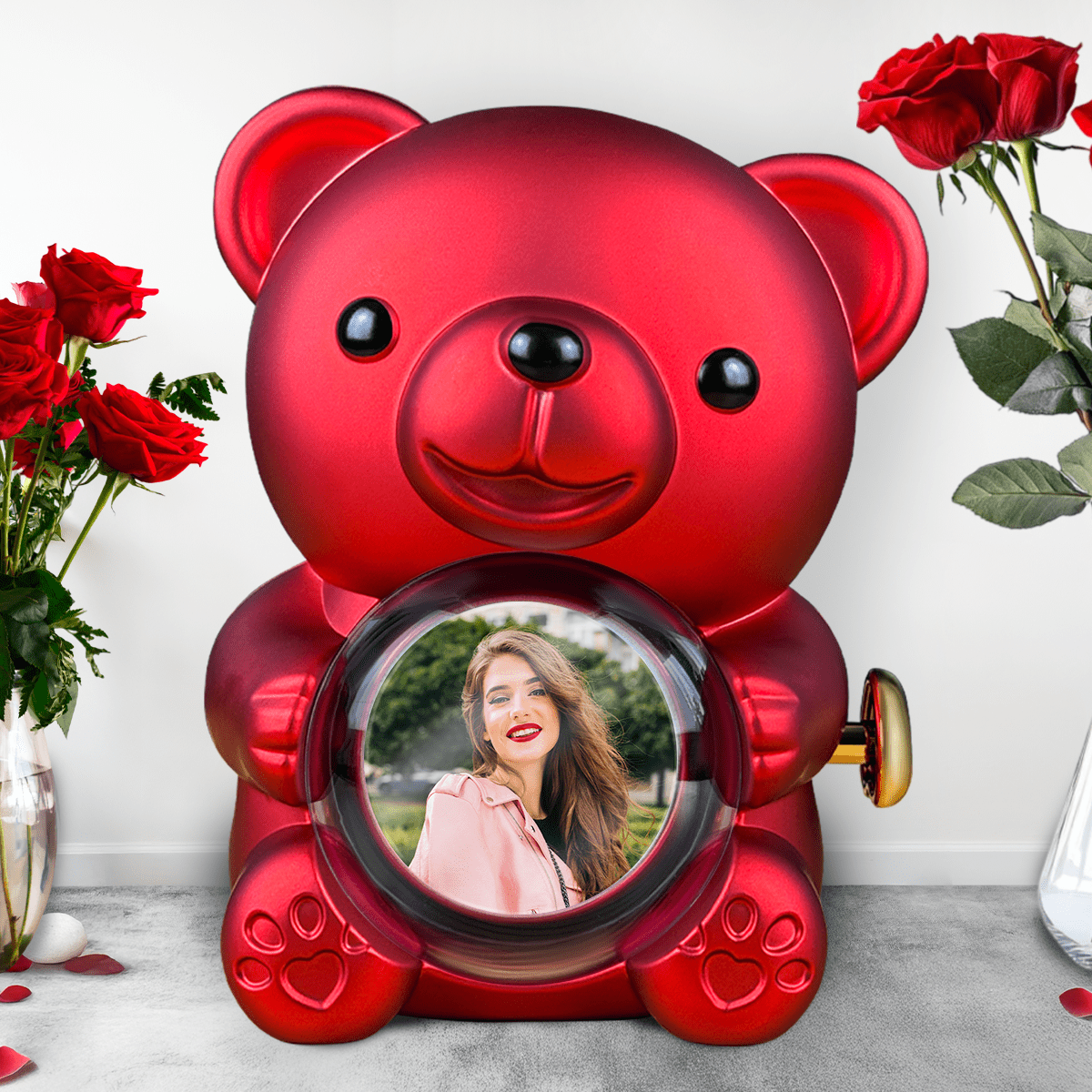 Teddybär mit ewiger Rose und Aufdruck - Adamell.de