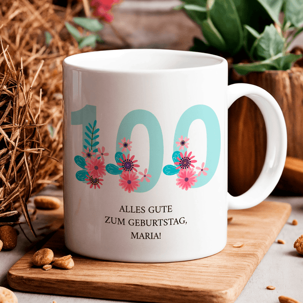 100 Jahre mit Foto - 1x bedruckte Tasse, personalisiertes Geschenk für Oma - Adamell.de