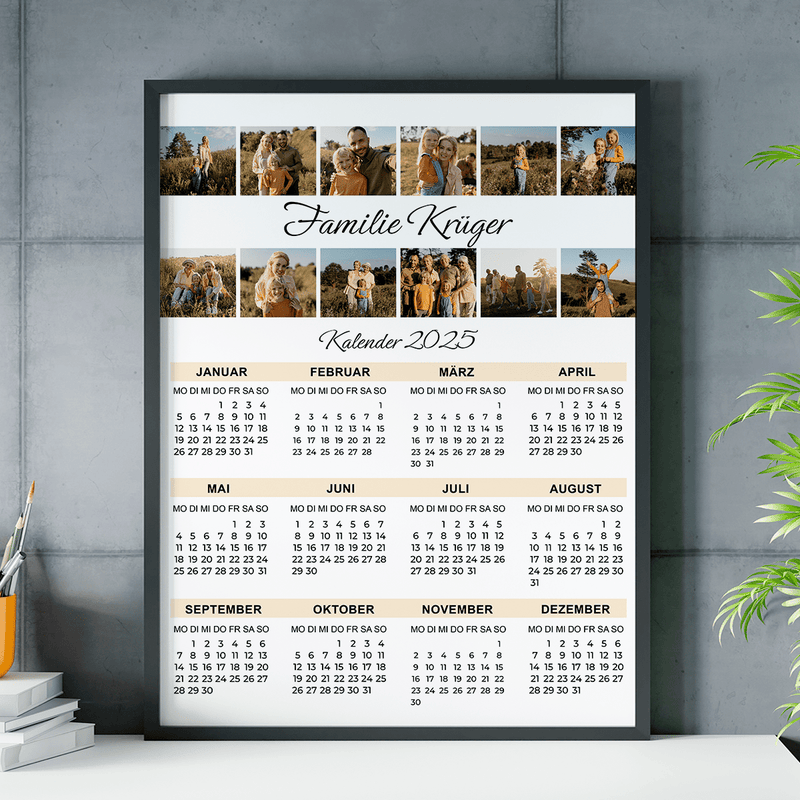 12 Familienfotos + Kalender - Poster, personalisiertes Geschenk für Eltern - Adamell.de