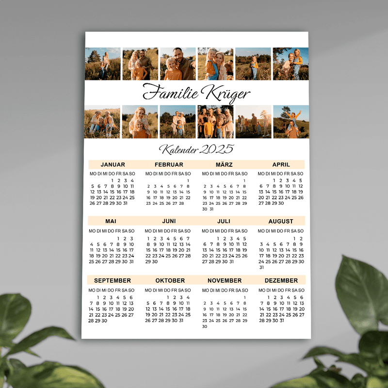 12 Familienfotos + Kalender - Poster, personalisiertes Geschenk für Eltern - Adamell.de