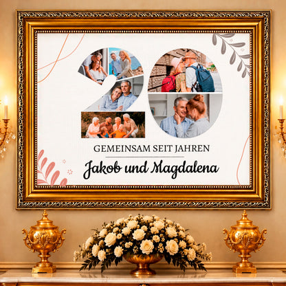Fotocollage auf Leinwand 20 gemeinsame Jahre — Jahrestag Geschenk