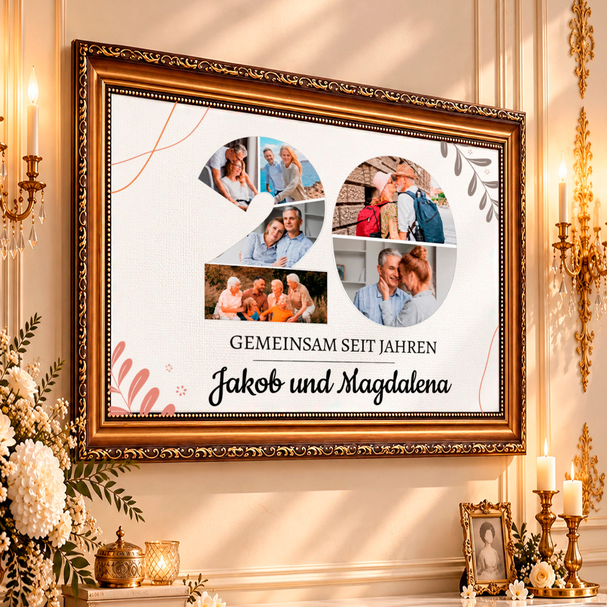 Fotocollage auf Leinwand 20 gemeinsame Jahre — Jahrestag Geschenk