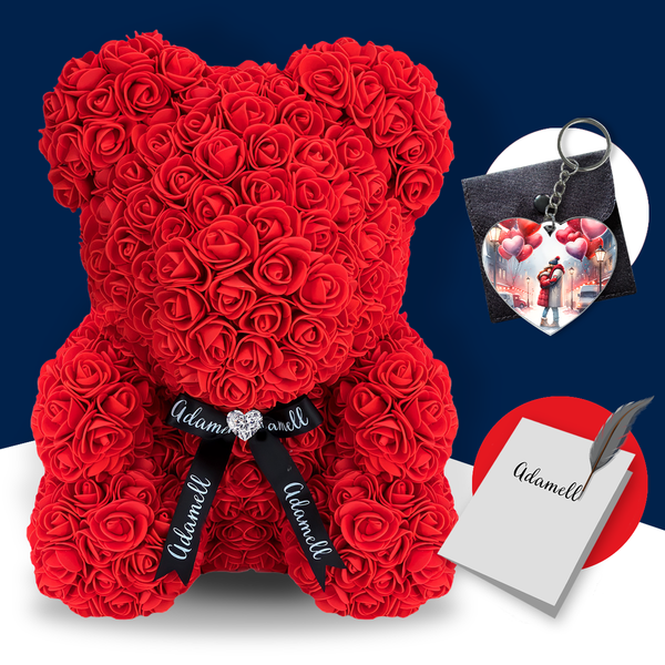 Rosenbär Roter mit Schleife 25cm, Geschenk für frauen, freundin, mama, valentinstag, geburstag, weihnachtsgeschenke, muttertagsgeschen, Weltfrauentag