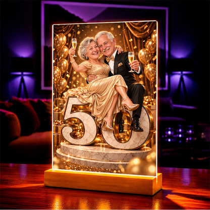 Geschenk zum Jahrestag für Paare – Porträt auf Acrylglas "Goldene Momente"