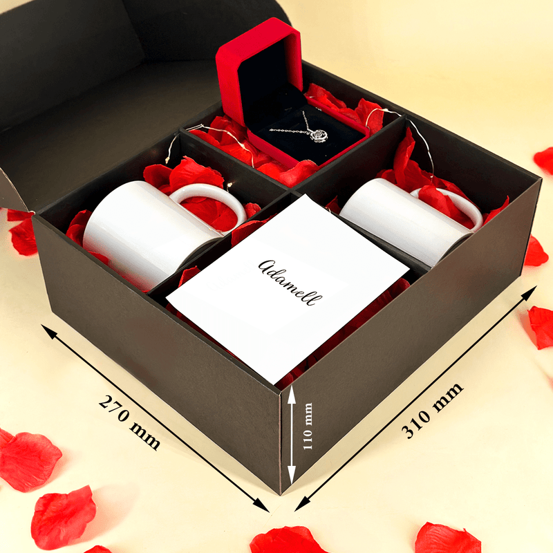 2x bedruckte Tasse ICH LIEBE DICH + Anhängerbox 3-in-1 - Geschenk-Box-Set, personalisiertes Geschenk für Paar - Adamell.de